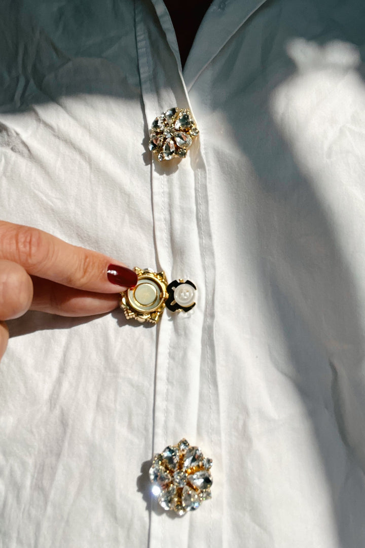 Signe White Button Charm