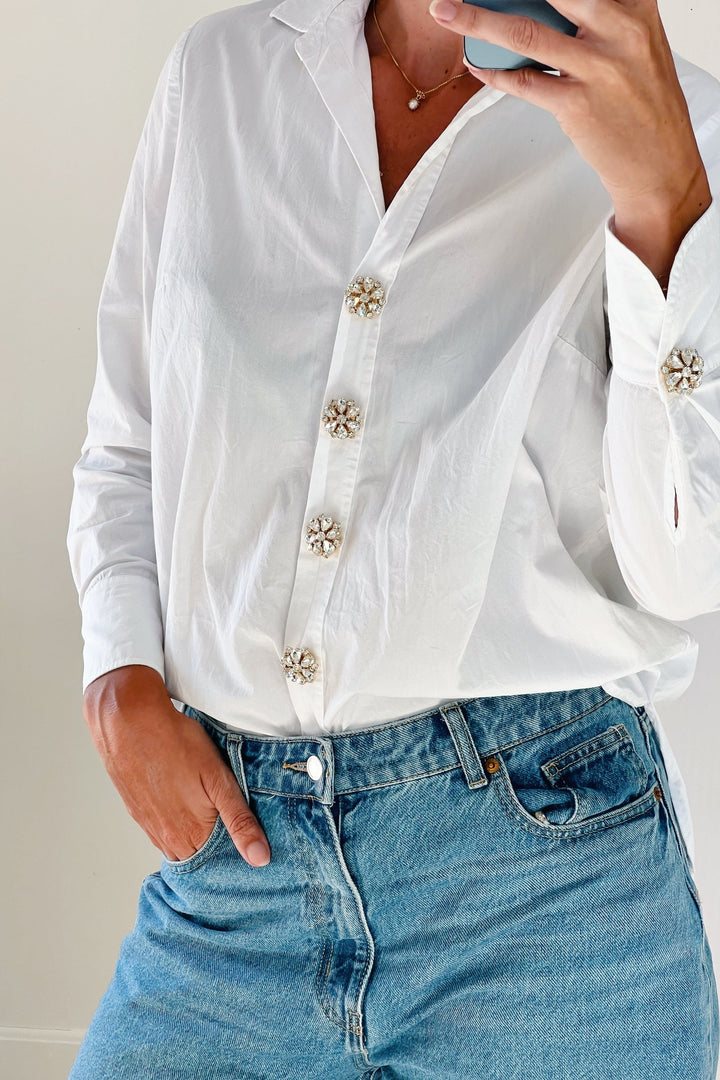 Signe White Button Charm