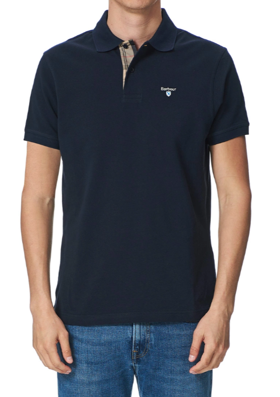 Pique Tartan Polo Navy